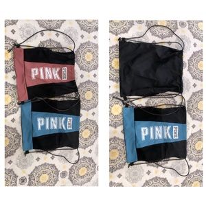 2 PINK Drawstring backpacks